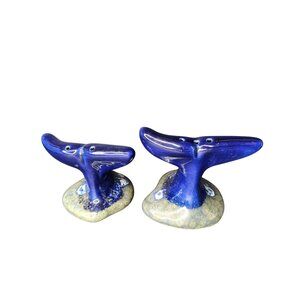 Doug Wylie Whale Tail Salt & Pepper Shakers, Nautical Ocean Beach Ceramic Sea